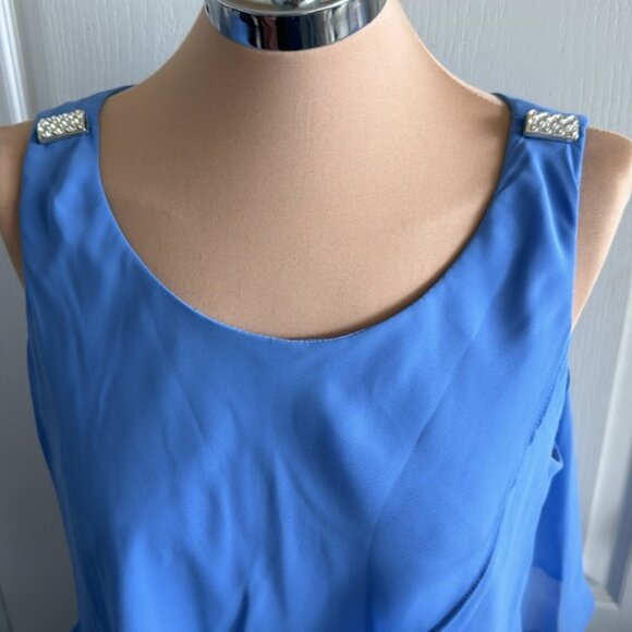 SLNY Sleeveless Tiered Mini Blue Bright Peri Dress Pull On Sz.14 - Picture 4 of 10